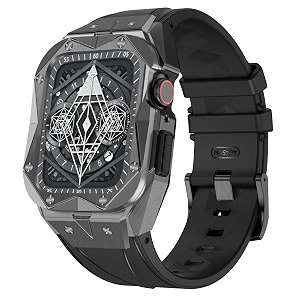 metal case with band compatible for apple watch band 44mm 45mm men rugged mechanical stainless steel case with tpu protective strap for iwatch series 987se654