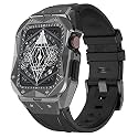 Metal Case with Band Compatible for Apple Watch Band 44mm 45mm, Men Rugged Mechanical Stainless Steel Case with TPU Protective Strap for iWatch Series 9/8/7/SE/6/5/4
