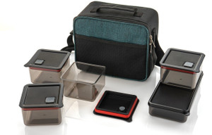 uma khodal premium square containers lunch box with bag for school office  college 5 containers plastic office lunch box 1900 ml