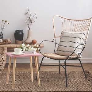 unique wooden handicrafts pink side table modern end table for living room bedroom balcony and officewooden table with natural wooden legs 3556x3048x375 cm pink