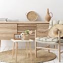 Unique Wooden Handicrafts® Modern White End Table for Living Room, Bedroom, Balcony and Office,Wooden Table with Natural Wooden Legs (35.56x30.48x37.5 cm) (White)