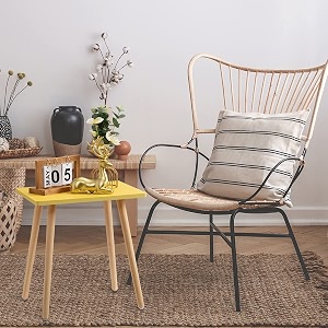 unique wooden handicrafts yellow side table modern end table for living room bedroom balcony and officewooden table with natural wooden legs 3556x3048x375 cm yellow