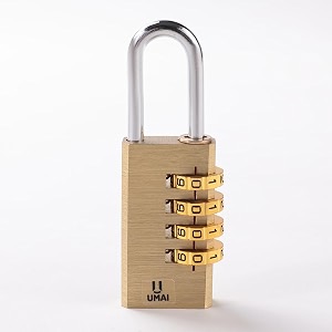 umai 4-digit combination brass lock  61cm height number lock door lock  travel lock for briefcase laptop bags  cycle lock  resettable pin number lock with 5mm thick shackle  20000 unlock times