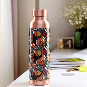 umai copper water bottle 950ml  designer leakproof eco-friendly immunity boosting non-toxic bpa free  kids drinkware amp storage  home gym office  unique printed bottle