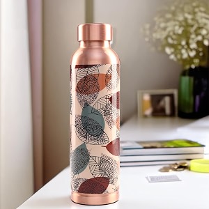 umai copper water bottle 950ml  designer leakproof eco-friendly immunity boosting non-toxic bpa free  kids drinkware amp storage  home gym office  unique printed bottle