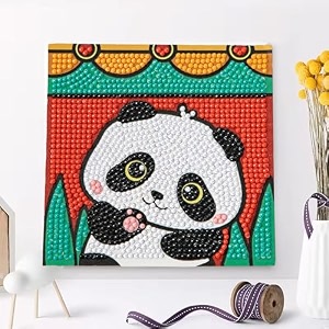 umai diamond painting kit 13x13cm  diy craft kit for kids 6-12 age group  art and craft kit  craft materials  home decor items  indoor art kit for girls boys  birthday gift for girls- panda