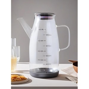 umai oil dispenser 1 litre  borosilicate oil containers for kitchen  oil pourer  glass oil dispenser bottle with cap and handle  spill proof  food grade oil conatiner