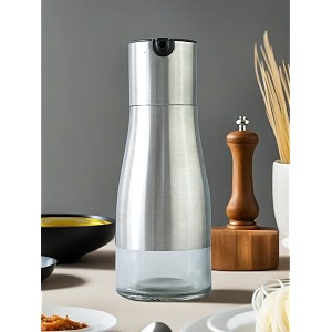 umai oil dispenser 350ml  stainless steel oil containers for kitchen  oil pourer  steel oil dispenser bottle with cap and handle  spill proof  food grade oil container  oil drizzler