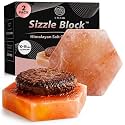 UMAID Sizzle Block™ Himalayan Salt Block 2 Pack (6" Hexagon) – Food Grade Himalayan Salt Slabs for Burgers, Steak, Seafood &amp; Vegetables – Heat for Grilling &amp; Cooking or Chill for Sushi, Charcuterie &amp; Food Pres