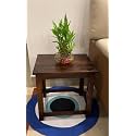 Umark Wooden Sitting Stool 18 Inch for Home | Square Sheesham Wood Table for Bedroom, Outdoor, Office & Multipurpose Use in Natural Finish - Brown