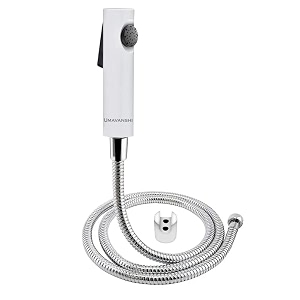 abs health faucet with ss-304 grade 10 meter flexible hose pipe and wall hook white jet spray for toilet polished uv01
