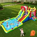 Umbalir Inflatable Water Park Bounce House with Wet Water Slide & Dry Ramp