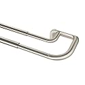 Umbra Twilight Wrap-Around Double Curtain Rod Ideal for Blackout or Room Darkening Panels, 28" to 48", Nickel