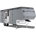 Umbrauto 5th Wheel RV Cover Fits 37' - 40' Travel Trailer Motorhome, Extra-Thick Windproof Camper Cover with 6 Gutter Cover Adhesive Repair Patches, Ladder Cover