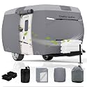 Umbrauto Fiberglass Travel Trailer Cover Fits 8'-10' Trailers, Upgraded 9 Layers Top Camper RV Cover with Windproof Strap,Adhesive Repair Patches