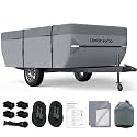 Umbrauto Pop Up Folding Camper Cover Fits 12'-14', Upgraded 9 Layers Top Tent Trailer Cover Waterproof Extra Thick Polypropylene Breathable Ripstop Pop Up Folding Trailer Cover