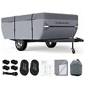 Umbrauto Pop Up Folding Camper Cover Fits 10‘-12’, Upgraded 9 Layers Top Tent Trailer Cover Waterproof Extra Thick Polypropylene Breathable Ripstop Pop Up Folding Trailer Cover