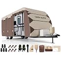 Umbrauto RV Cover 33-35ft: Waterproof Travel Trailer Cover, Camper Cover, Toy Hauler Cover with Tongue Jack Cover, Extra Windproof Ropes, Gutter Covers