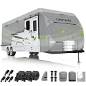 Umbrauto RV Cover 38-40ft: 7 Layers Travel Trailer Cover, Waterproof Camper Cover, Toy Hauler Cover with Tongue Jack Cover, Extra Windproof Ropes, Gutter Covers
