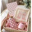 THE UMBRELLA STORE Delulu Girl Coquette Aesthetic Gift Hamper - Curated Cozy Box with Pink Checkered Book, Strawberry & Flower Glass Tumbler (Delulu gi)