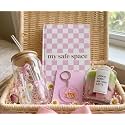 THE UMBRELLA STORE Pink Aesthetic Gift Hamper for Women | Strawberry Matcha Scented Candle, Checkered Journal, Glass Tumbler &amp; Cute Keychain | Self Care Gift Box for Birthday, Best Friend, Girlfriend