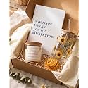 THE UMBRELLA STORE Sunflower Gift Hamper for Women | Scented Soy Candle Gift Set with Notebook &amp; Glass Jar | Self Care Gift Box for Birthday, Anniversary, Bridesmaid | Premium Curated Gift (Yellow)