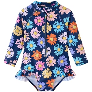 Baby Girls One Piece Swimsuit Long Sleeve
