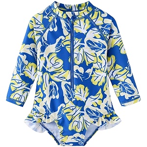 Baby Girls One Piece Swimsuit Long Sleeve