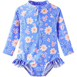 Baby Girls One Piece Swimsuit Long Sleeve