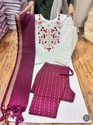 UMI CREATION Embwhite Embroidered Kurta TrouserPant 