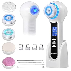 umickoo face scrubber exfoliator with lcd screenrechargeable facial cleansing brush ipx7 waterproof 3 in 1 blackhead remover vacuum for exfoliatingmassaging and deep pore cleansing