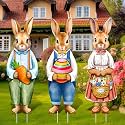 Umigy 3 Pcs Easter Yard Decor Elegant Easter Sign with Stakes 32 x 10 Inch Bunny Holding Carrots Eggs Baskets Lawn Decor Cute Yard Decoraitons for Home Pathway Walkway