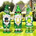 Umigy 3 Pcs St. Patrick's Day Yard Signs Shamrock Gnome Outdoor Decor with Stakes 32 x 10 Inch St. Patrick's Day Lawn Garden Decorations for Home Pathway Walkway