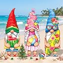 Umigy 3 Pcs Summer Outdoor Yard Decoration Gnome Yard Sign with Stake Watermelon Beach Ball Surfboard Hawaii Yards Art Stake Waterproof Corrugated Plastic Decor for Patio Walkway Pool Party BBQ Event