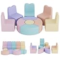 UMOMO MX-02 10 PCS Kids Sofa Set, Daycares Chairs for Toddlers Activities, Colorful Modular Flexible Seating Set for Home Preschool Playroom