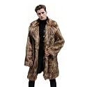 UMREN Mens Warm Leopard Faux Fur Coats Jacket Long Luxury Overwear Parka Cardigans