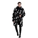 UMREN Mens Warm Leopard Faux Fur Coats Jacket Long Luxury Overwear Parka Cardigans
