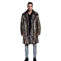 UMREN Mens Warm Leopard Faux Fur Coats Jacket Long Luxury Overwear Parka Cardigans