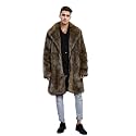UMREN Mens Warm Leopard Faux Fur Coats Jacket Long Luxury Overwear Parka Cardigans