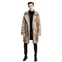 UMREN Mens Warm Leopard Faux Fur Coats Jacket Long Luxury Overwear Parka Cardigans