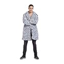 UMREN Mens Warm Leopard Faux Fur Coats Jacket Long Luxury Overwear Parka Cardigans