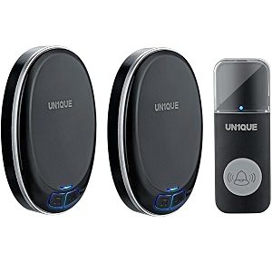 un1que wireless door bell for home - small calling bell for office 1000ft long range with 36 chimes 100db louder volume 4 level volume led light ip44 waterproof u421