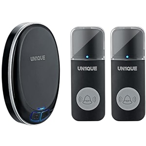 un1que wireless door bell for home - small calling bell for office 1000ft long range with 36 chimes 100db louder volume 4 level volume led light info board design ip44 waterproof u412