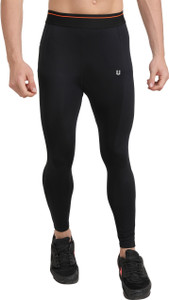 unbeatable solid men black orange tights