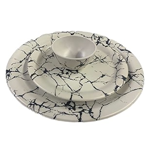 unbreakbale plate and bowl set of 3 marble color design for serving gifting amp home use