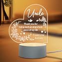 Uncle Birthday Gifts from Niece Nephew - Acrylic Engraved Night Light with Base for Father's Day, Thanksgiving, Birthday, Christmas