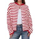 UNCLECAT Womens Striped Cardigan Long Sleeve Button