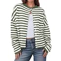 UNCLECAT Womens Striped Cardigan Long Sleeve Button