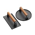 UNCO Cast Iron Grill Press: 6.9' Round & 8.3' x 4.3' Rectangular - Burger & Meat Press, Ideal for Griddles