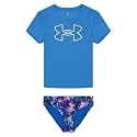 Under Armour Girl's Short Sleeve Rashguard Surf Shirt and Swim Bottoms Set